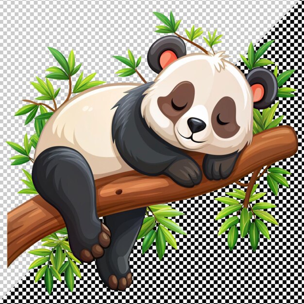 PSD un panda mignon dort dans un arbre.