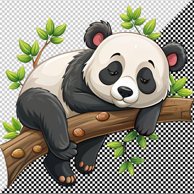 PSD un panda mignon dort dans un arbre.