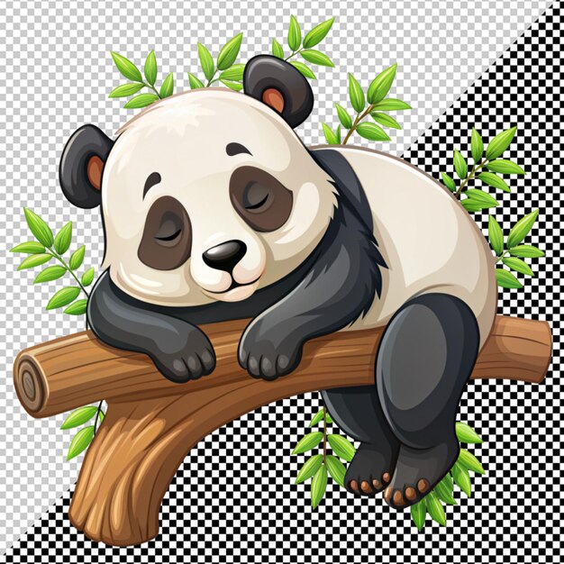 PSD un panda mignon dort dans un arbre.