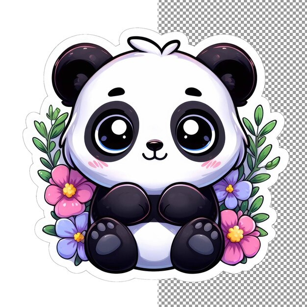 PSD el panda de pétalos, el adorable oso entre las flores