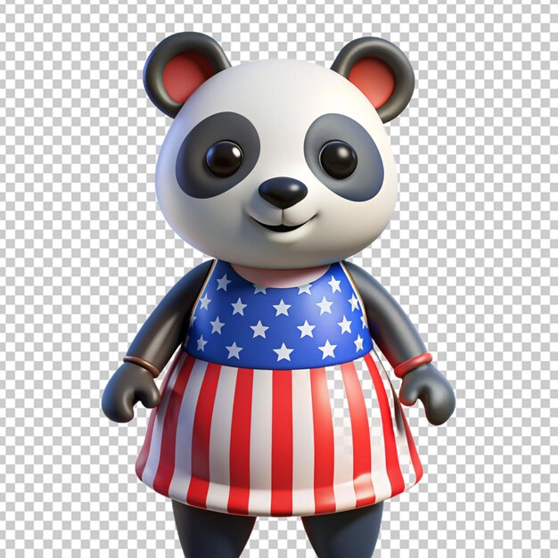 PSD un panda portant une robe avec le drapeau américain.