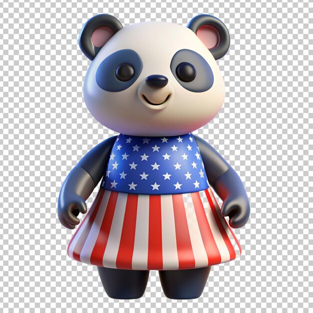 Un Panda Portant Une Robe Avec Le Drapeau Américain.