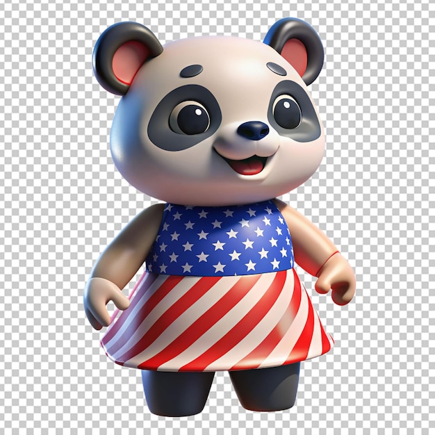 PSD un panda portant une robe avec le drapeau américain.