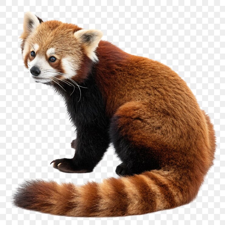 PSD panda rojo aislado sobre un fondo transparente