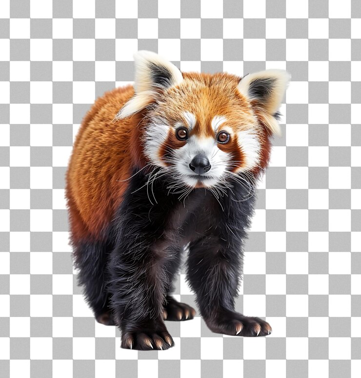 PSD panda rojo sobre un fondo transparente