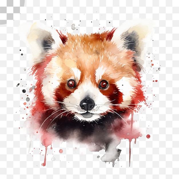 Panda Rouge Aquarelle Fond Transparent