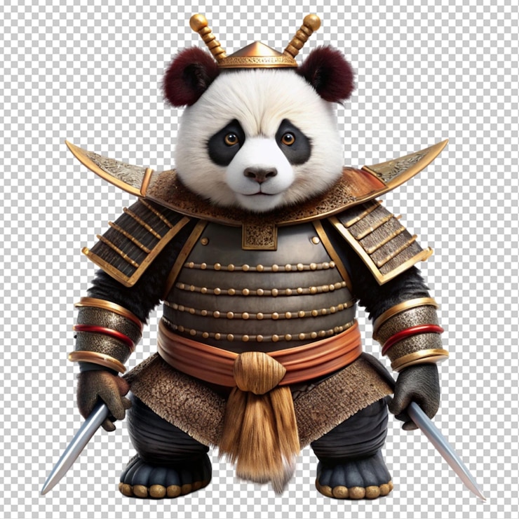 PSD el panda samurai tiene un fondo transparente.