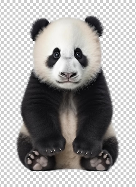 Un panda sentado aislado sobre un fondo transparente