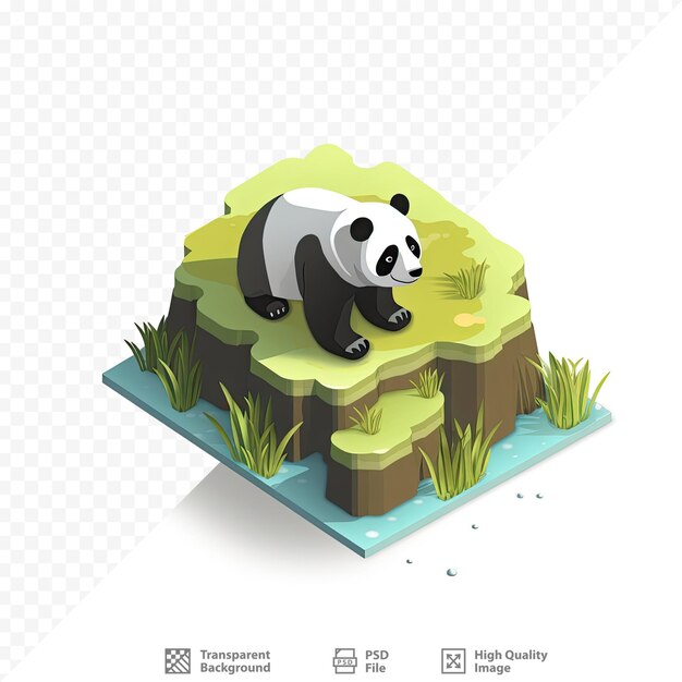 Un panda sobre una roca con las palabras panda escritas.