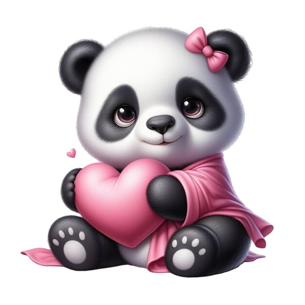 un panda sosteniendo un corazón que dice "panda"