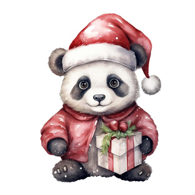 Panda vestindo um chapéu de papai noel