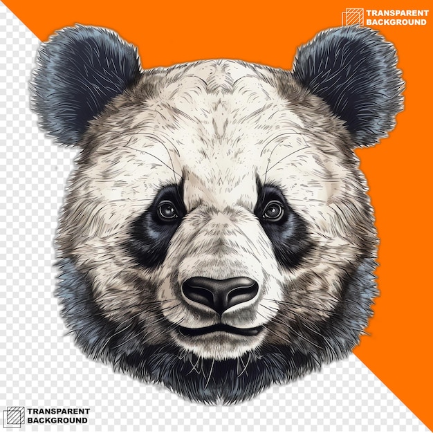 PSD pandas kopf digitaler aufkleber isoliert auf transparentem hintergrund