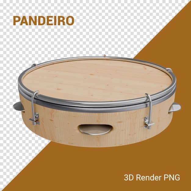 Pandeiro Brasileiro Instrumento del Carnaval 3D Render aislado samba composicao Instrumento de Carnaval