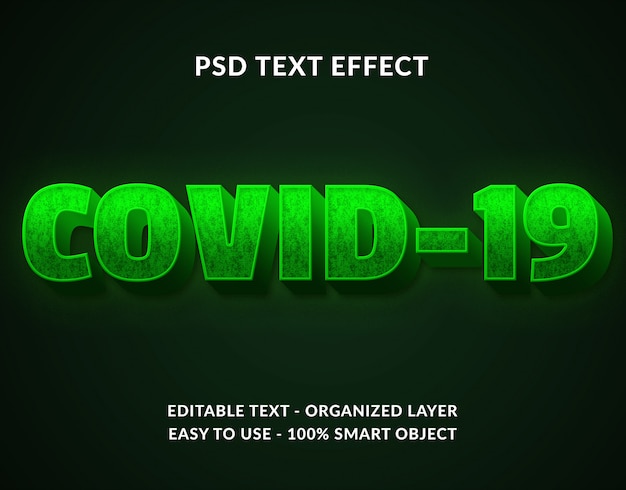 Pandemia Corona Virus Covid19 texto estilo 3d efecto