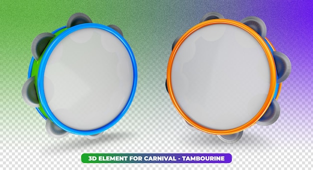 Pandereta 3D para carnaval en Brasil para composición