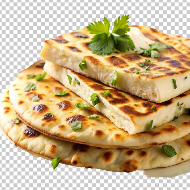 Paneer naan mit indischem käse gefüllt durchsichtiger hintergrund