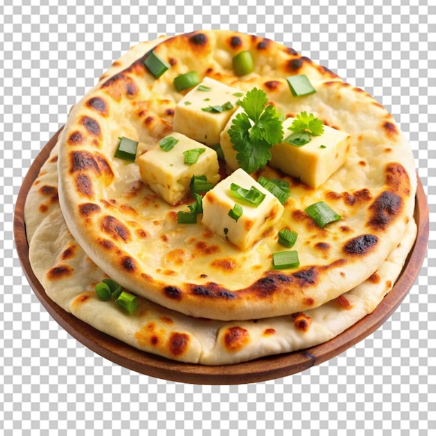 PSD paneer naan recheado com queijo indiano de fundo transparente