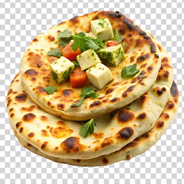 PSD paneer naan recheado com queijo indiano isolado em fundo transparente