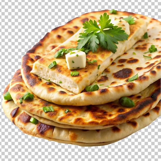 PSD paneer naan relleno con queso indio de fondo transparente