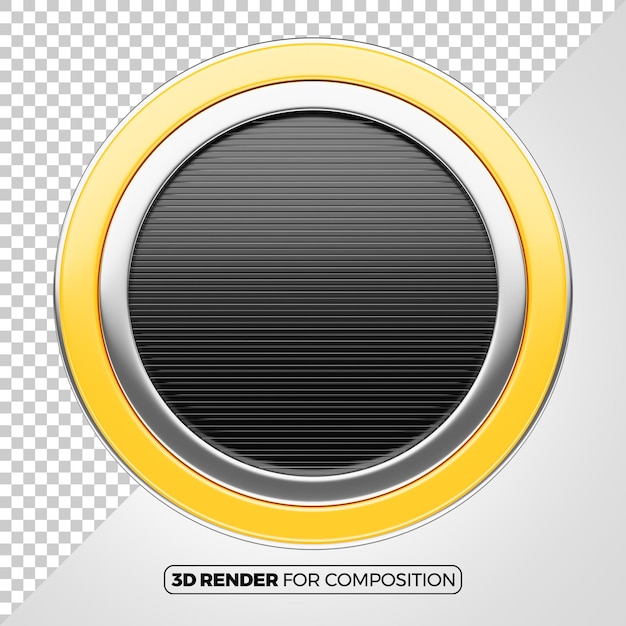 Panel 3D redondo plateado y amarillo para la composición