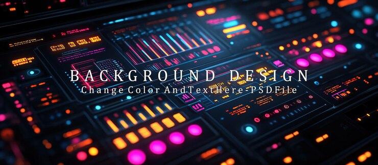 PSD un panel de control futurista vibrante con interfaces brillantes y