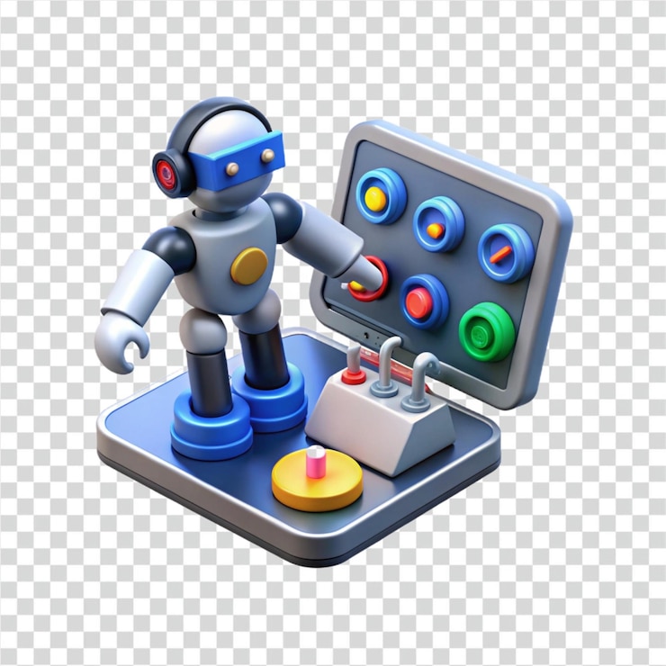 PSD panel de control de operación del robot renderizado en 3d de la automatización robótica
