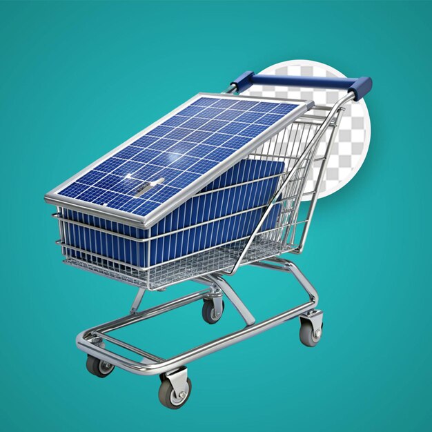 PSD panel de energía solar 3d carrito de compras