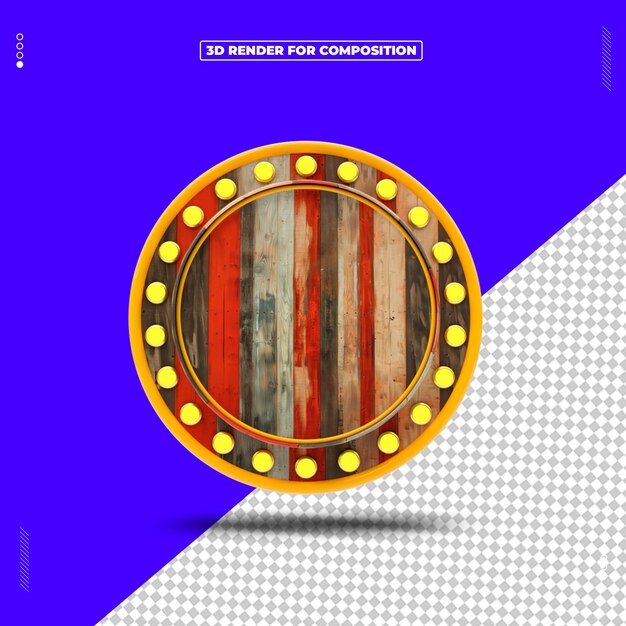 Panel de objetos de madera renderizados en 3D
