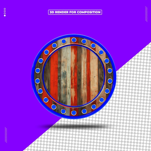 Panel de objetos de madera renderizados en 3D