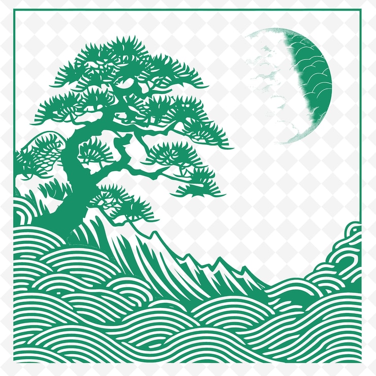 PSD panel de pared decorativo con diseños de ilustración plana de png de bloques de madera japoneses en blanco y negro
