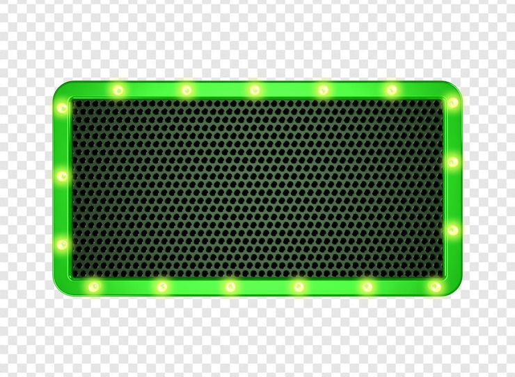 PSD panel rectangular verde con lámparas