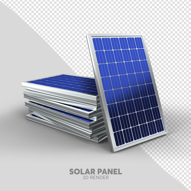 Panel solar 3d renderizado de forma realista aislado