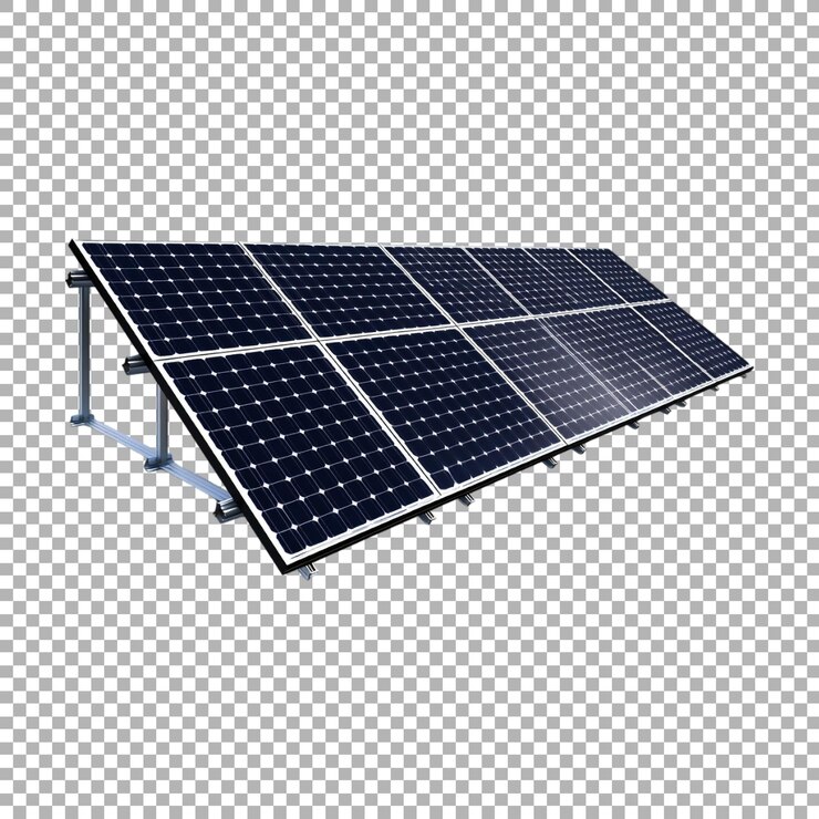 PSD panel solar de png con soportes en un fondo transparente generado por ai