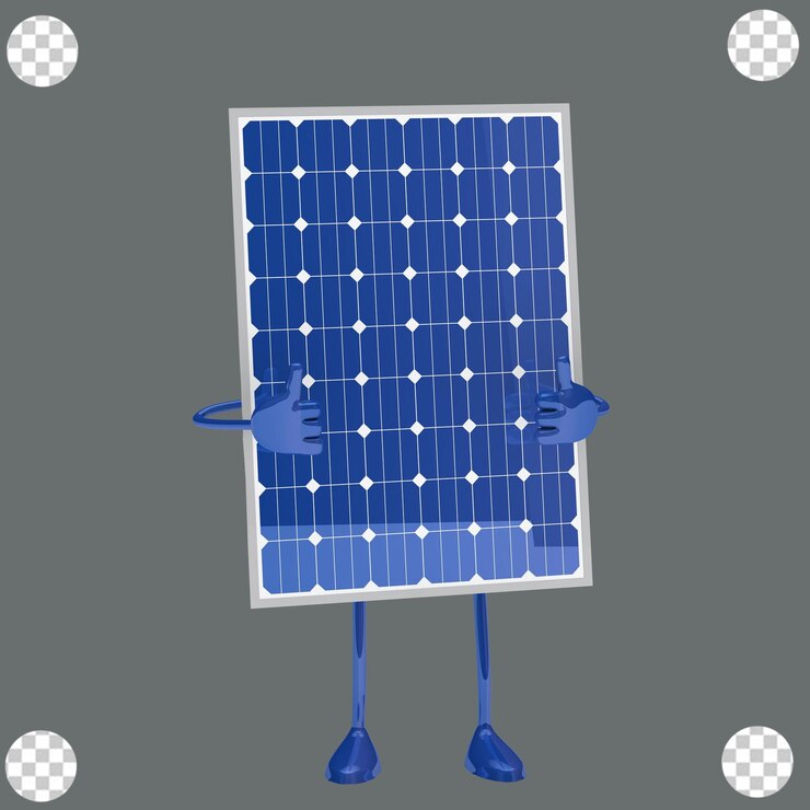 Panel solar PSD con círculos azules y blancos en él con fondo transparente