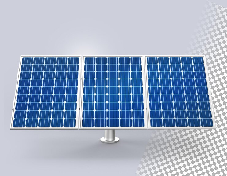 PSD panel solar renderizado en 3d aislado sobre un fondo transparente