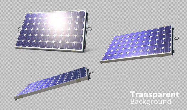 PSD panel solar sobre un fondo transparente