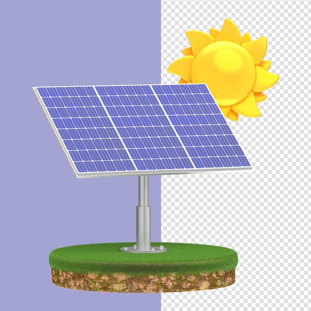 PSD panel solar con sol 3d