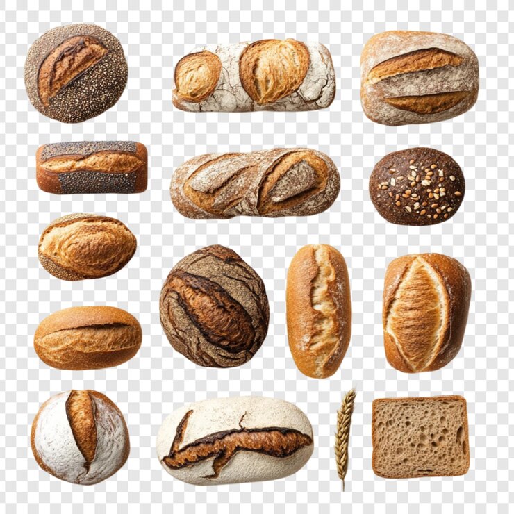 PSD panes artesanales colección de variedad deliciosos productos horneados