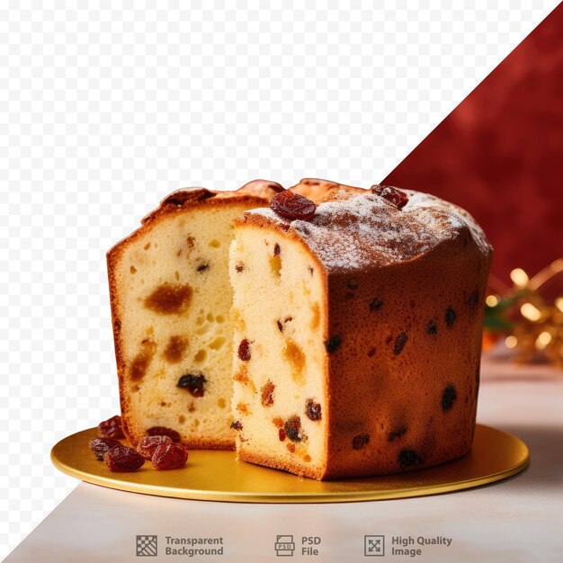 PSD panetone de bolo de natal italiano isolado em fundo transparente em close-up