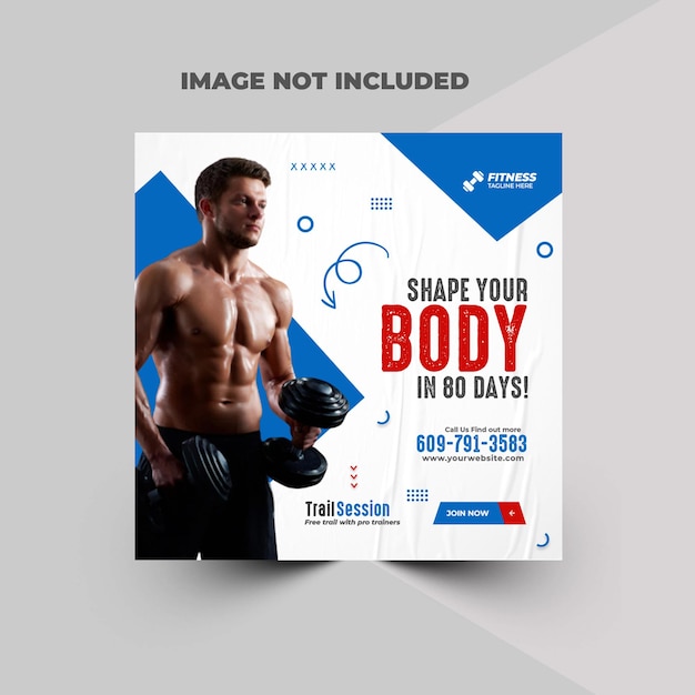 Panfleto de academia de ginástica post de mídia social banner web instagram anúncios Modelo de Design