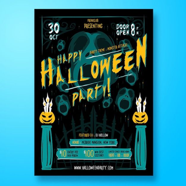 Panfleto de festa de halloween ou cartaz