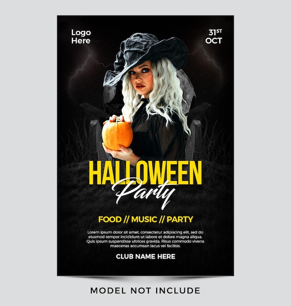 PSD panfleto de festa de halloween ou cartaz