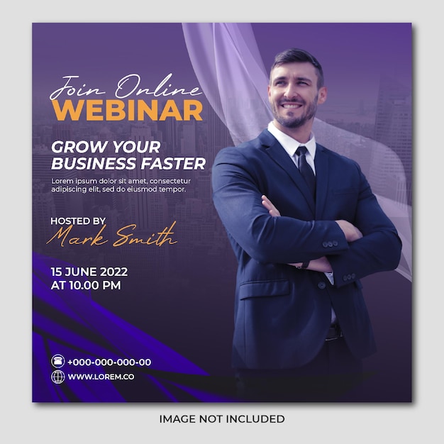 Panfleto de webinar ao vivo moderno para banner de modelo de postagem de mídia social