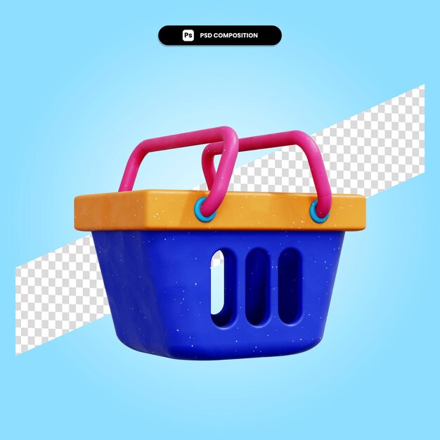 PSD panier d'achat illustration de rendu 3d isolé