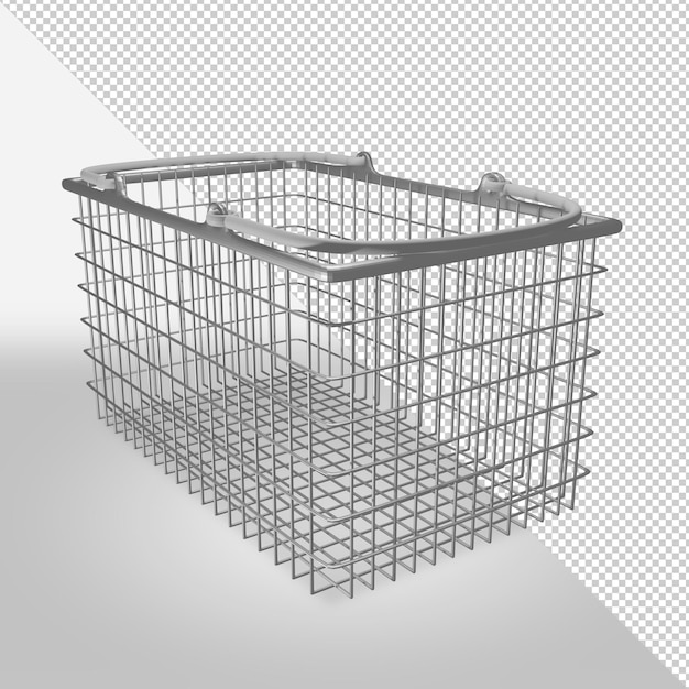 Panier d'achat réaliste en 3D avec une autre vue latérale. Panier de supermarché Objet PNG