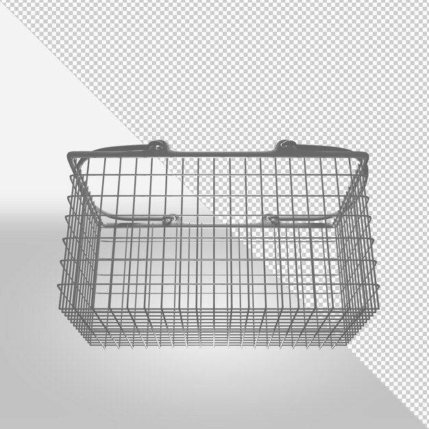 Panier d'achat réaliste en 3D avec une autre vue latérale. Panier de supermarché Objet PNG