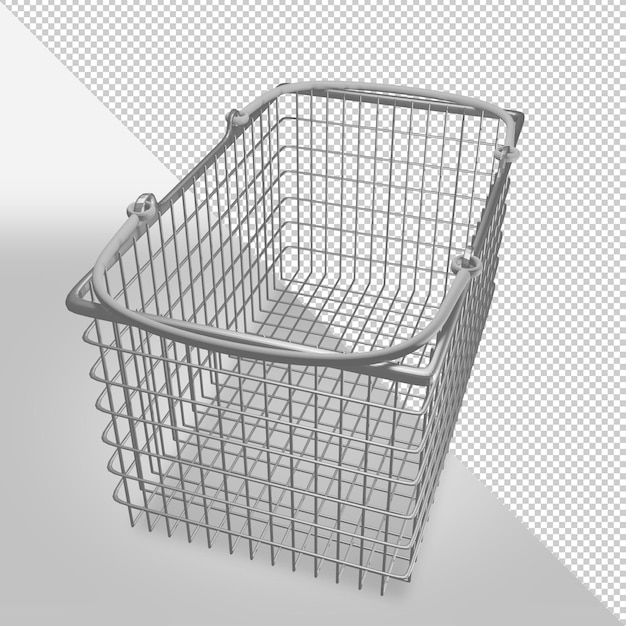 Panier d'achat réaliste en 3D avec une autre vue latérale. Panier de supermarché Objet PNG