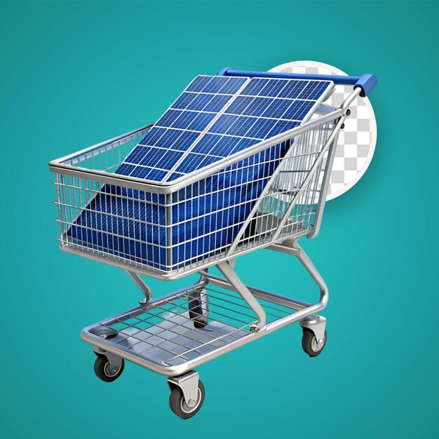 PSD panier d'énergie solaire chariot d'achat 3d