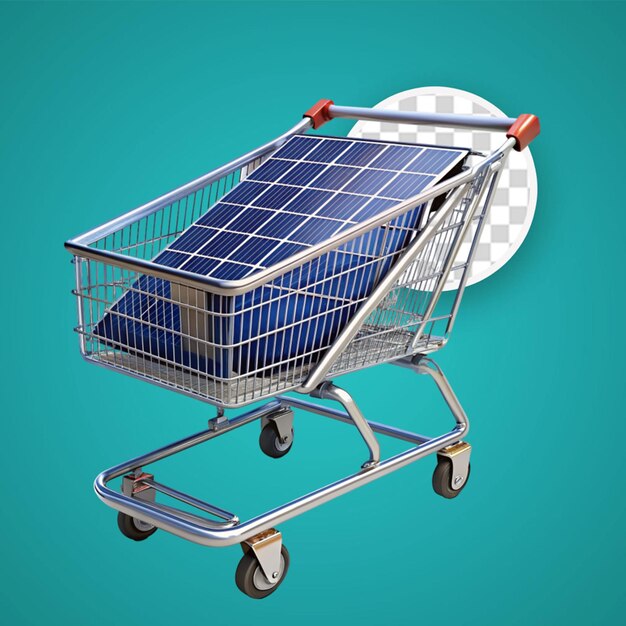 PSD panier d'énergie solaire chariot d'achat 3d