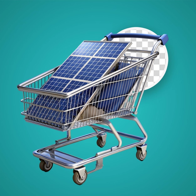 PSD panier d'énergie solaire chariot d'achat 3d